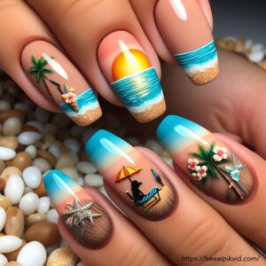 AI Generated Nail Arts for Summer